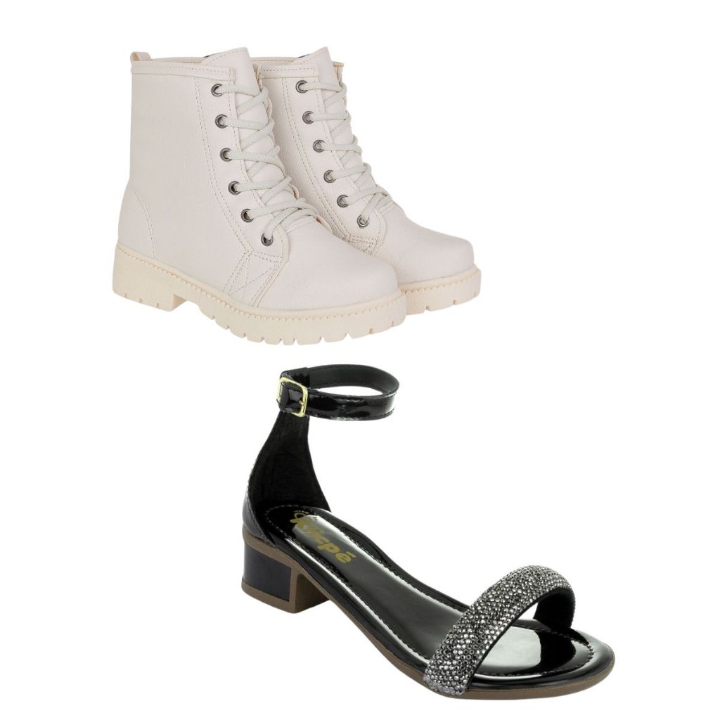 Kit 2 Pares Bota e Sandália Feminina Infantil Juvenil Klicpé
