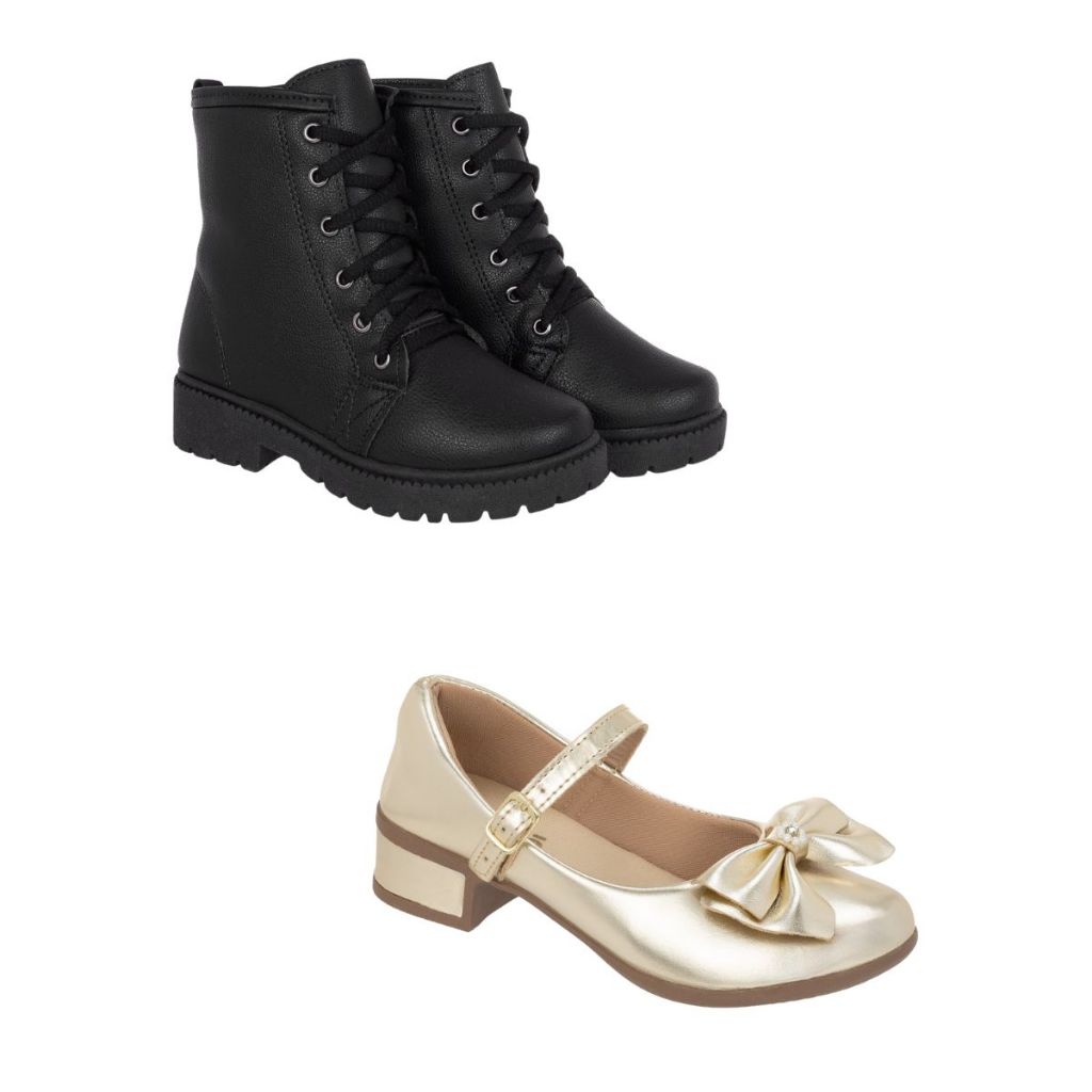 Kit 2 Pares Bota e Sapatilha Menina Feminina Infantil Klicpé