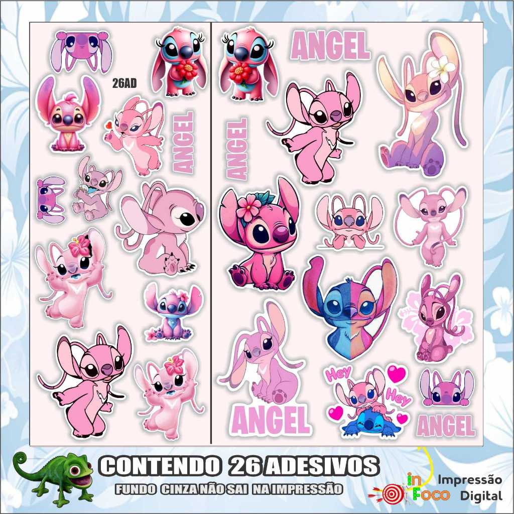 mega Kit 26 Adesivos ANGEL stitch, STIT , STITE, Para Agenda Caderno Notebook, garrafas, bicicleta e etc em Oferta na Shopee