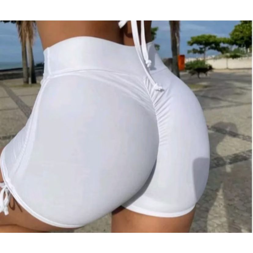 Shorts Fitness Empina Bumbum Cordinha na Lateral Academia Praia em Oferta na Shopee