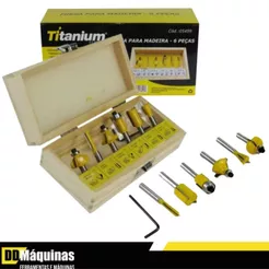 Jogo de Fresa 6mm Para Madeira Com 6 peças - Titanium