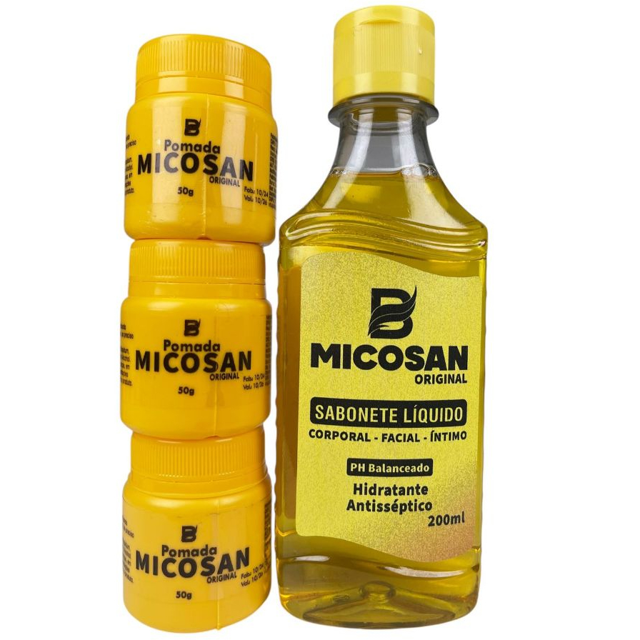 Micosan pomada 3 unidades e micosan sabonete líquido 1 unidade total 4 itens