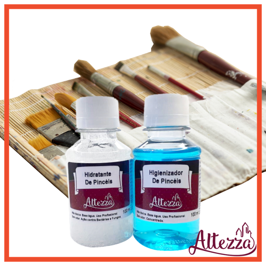 Combo Limpa e Hidrata Com Higienizador De Pincéis 100ml + Hidratante De Pincéis 100ml Prolonga Vida Útil dos Pincéis