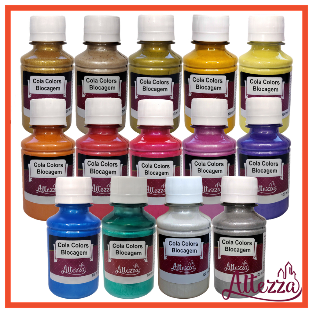 Cola Blocagem Metálica PVA Colorida 100g Cola Premium Para Blocos e Bloquinhos De Papel - Altezza