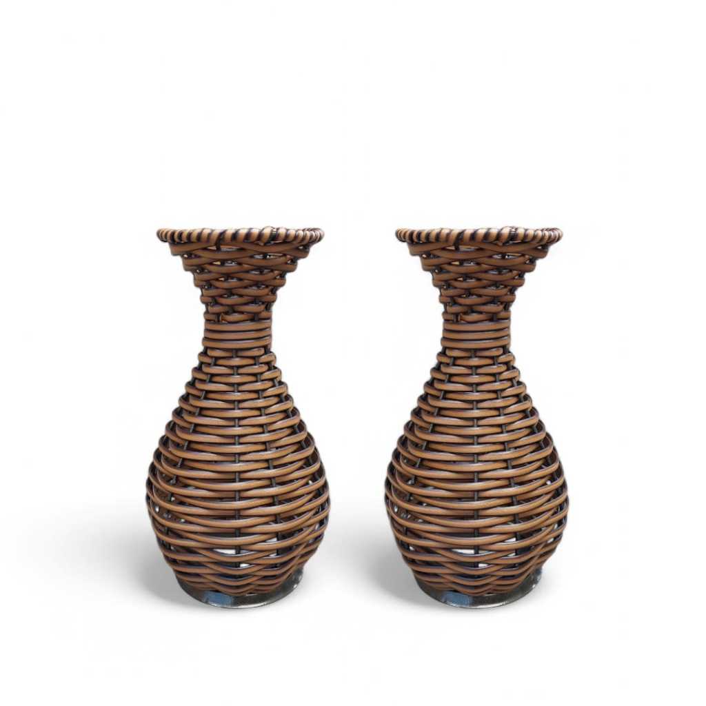 Kit 2 Vaso Taça Pescoçinho Preto Junco Avelã 25 Cm em Oferta na Shopee