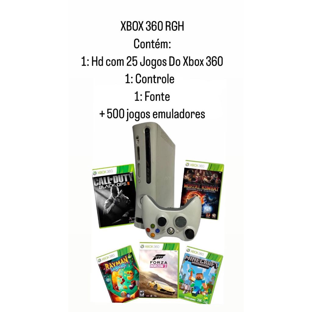 xbox 360 desbloqueado rgh 500 jogos emuladores 25 jogos xbox 360 hd 250gb