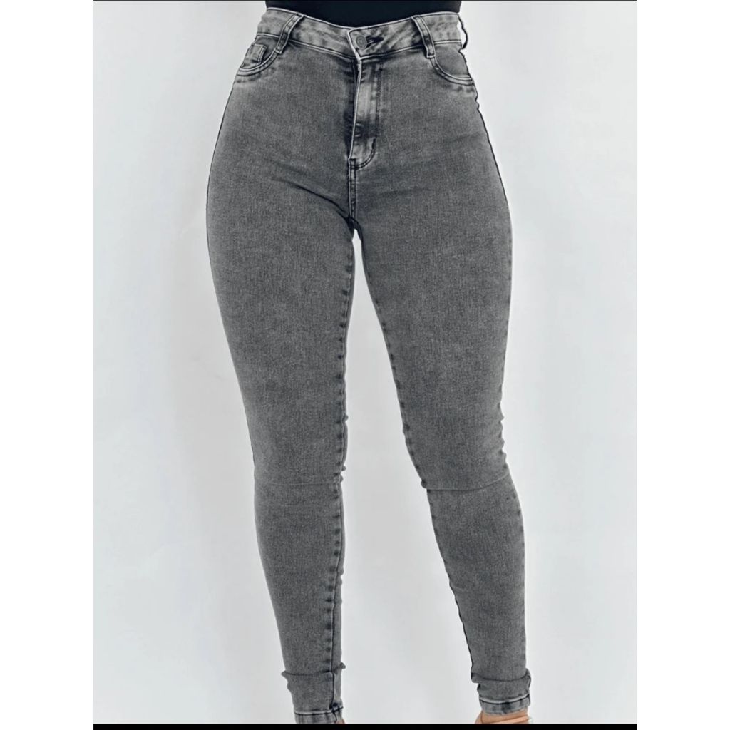 Calça Jeans Feminina Cintura Alta Skinny Justa Lycra Preta Clara Escura Empina Bumbum em Oferta na Shopee