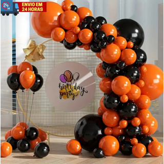 Kit 100 Balões Preto + Laranja Para decoração Festas Eventos Halloween em Oferta na Shopee