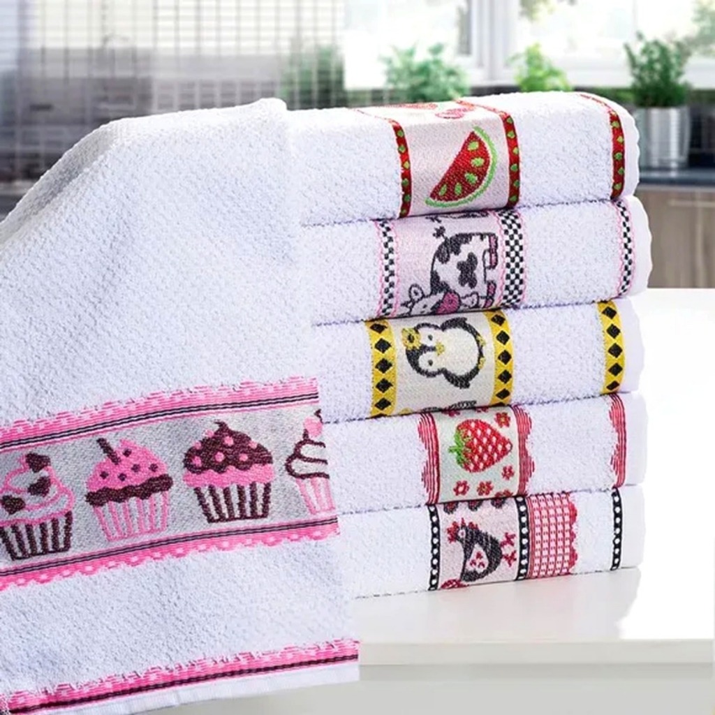 Kit Pano De Prato Louça Atoalhado Felpudo Macio 100% Algodão Gourmet 5 Peças Premium Grande Grosso em Oferta na Shopee