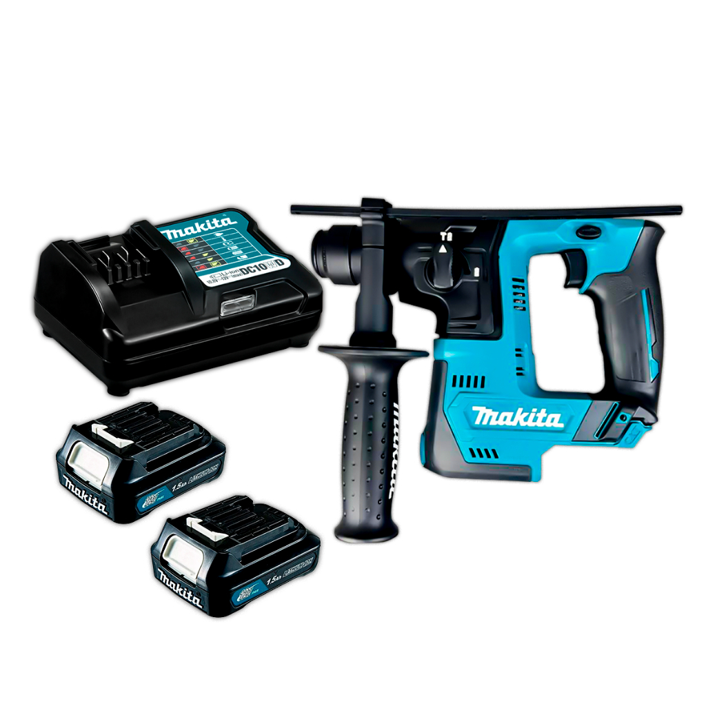 Martelete Rotativo Á Bateria 12V Makita + Bateria + Carregador para Concreto Madeira Mármore Granito