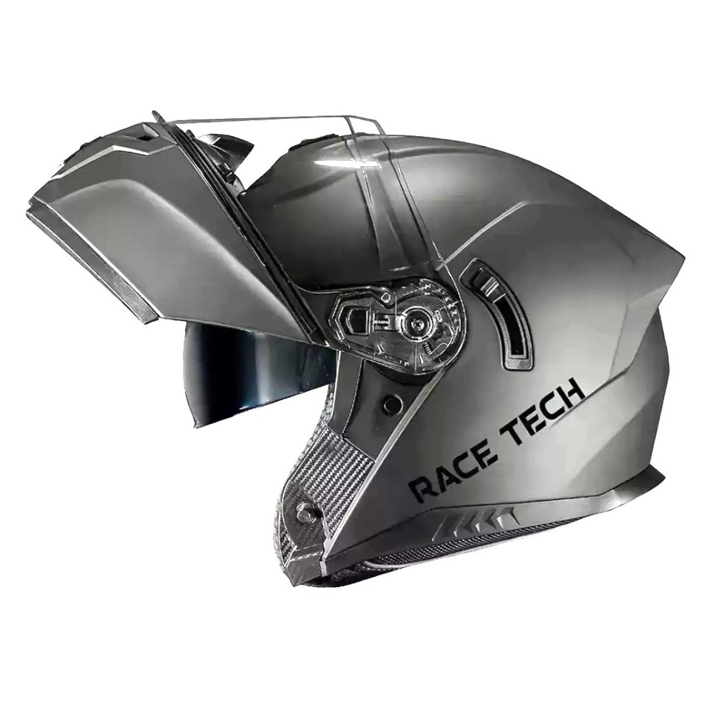Capacete Masculino Moto Motoqueiro Articulado Robocop CinzaTitanium Fosco Signal Easy Fit Óculos Interno lançamento 2025