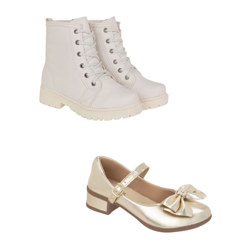 Kit 2 Pares Bota e Sapatilha Menina Feminina Infantil Enfeite Klicpé