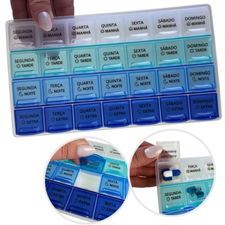 Caixa Porta Comprimidos Organizador Semanal Diário de Remédio Medicamentos Turnos Manha Tarde Noite em Oferta na Shopee