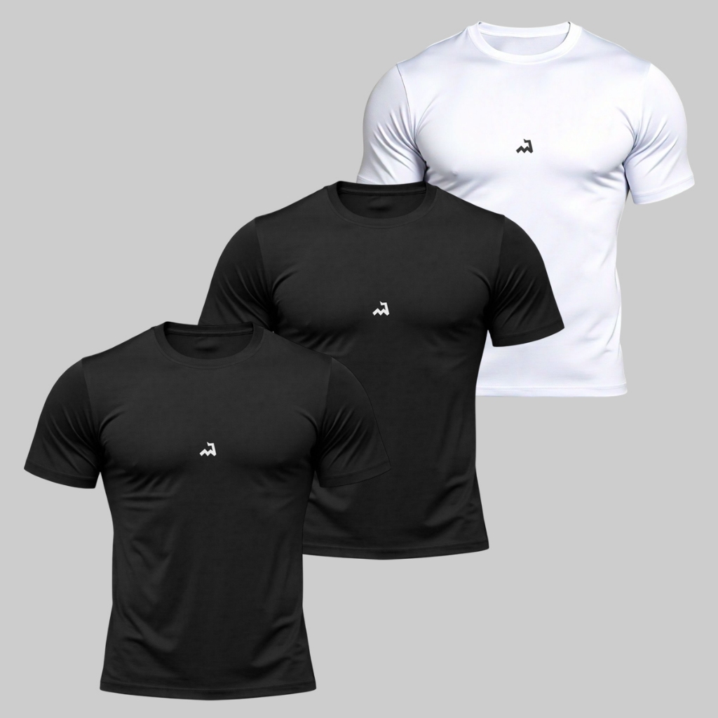 Kit 3 Camiseta Dry Fit Masculina Fitness Academia Corrida Poliester Premium Esporte Anti Odor em Oferta na Shopee