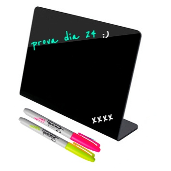 Lousa, quadro de recados de mesa + duas canetas Porta Recado Lousa De Acrilico Preto Mini Cavalete