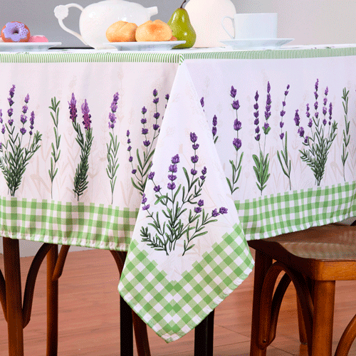 Toalha de Mesa Estampada Allegra 1 Peça 6 Lugares 100% Poliéster Lavanda Mesa Posta Mesa Jantar Estampado ENVIO IMEDIATP