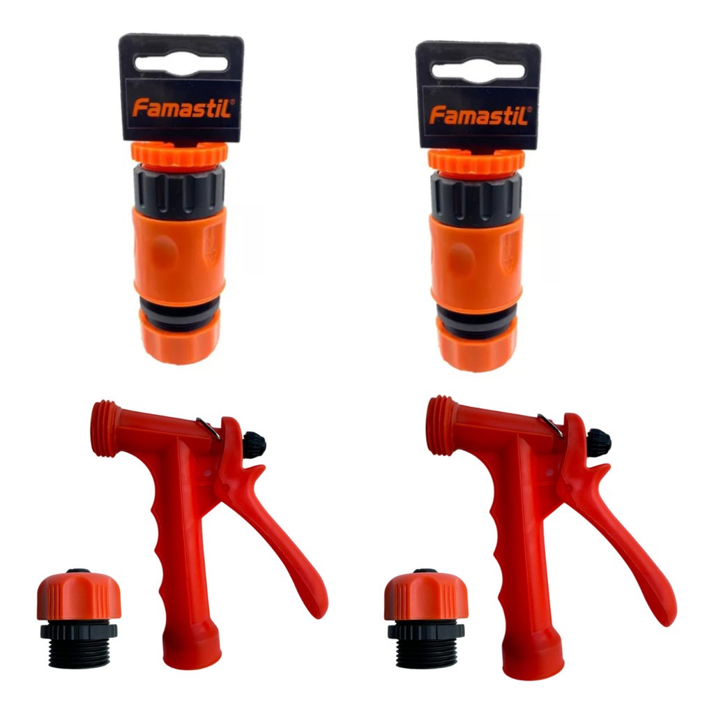 Kit 2 Engate Rápido Mangueira 2 Pistola Esguicho 2 Adaptador conector da plástico pistola