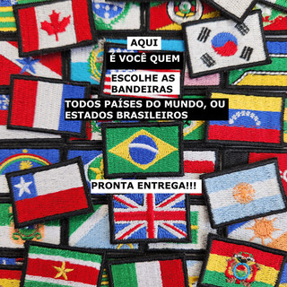 Micro Bandeira Bordada Países e Estados Tamanho 2x3cm Patch Mochileiros Brasil Brasileiros Peregrino