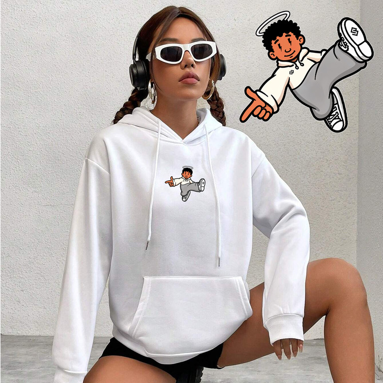 Moletom Canguru Blusa Moletom Feminino Masculino Flanelado Capuz Inverno Streetwear Anjo Drip