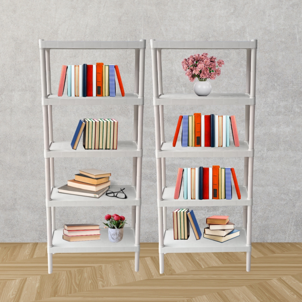 Kit 2 Livreiro Organizador Multiuso Estante Prateleira de Plástico Para Quarto Escritório Livros