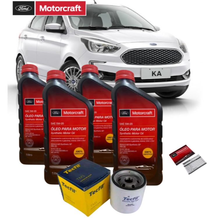 Kit Revisão Ford Ka 1.0 1.5 5w20 FORD Motorcraft 100% Sintético Original+Filtro Óleo TECFIL+Etiqueta em Oferta na Shopee