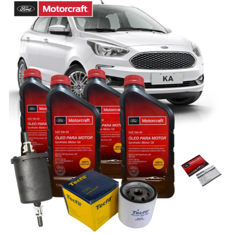 Kit Revisão Ford Ka 1.0 1.5 5w20 FORD Motorcraft 100% Sintético Original + Filtro Óleo e Combustível