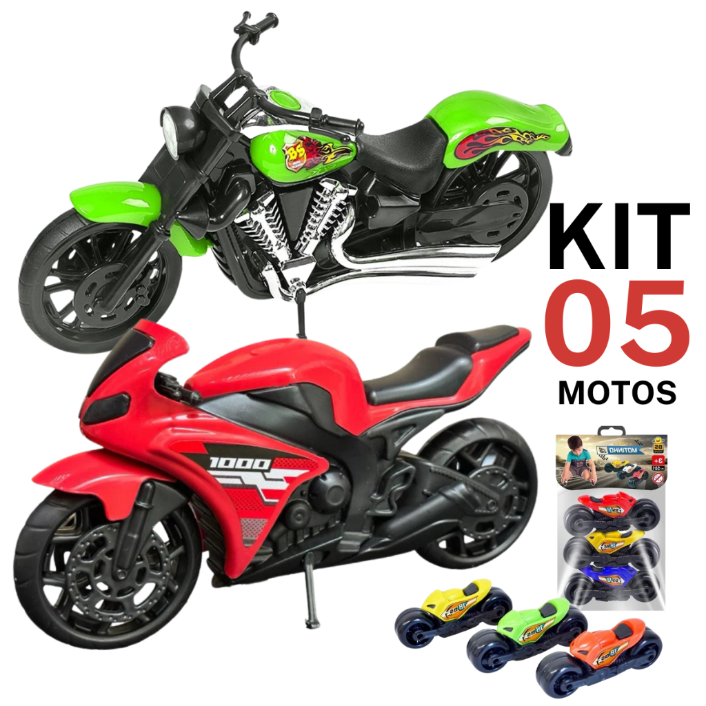 Kit Moto 1000 Esportiva Harley Chopper 3 Mini Motinhas Brinquedo Menino Infantil Atacado Resistente
