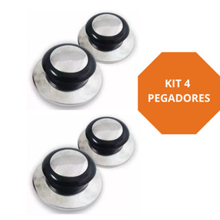 Kit 4 Pegadores Universal Tampa de Panela em Aço Inox Par Pegador de Tampa Puxador em Oferta na Shopee