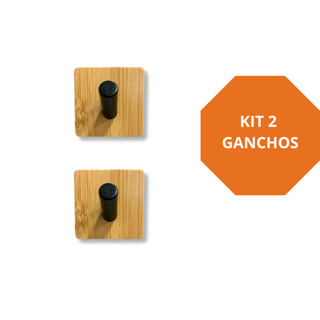 Kit 2 Ganchos de Parede Auto Adesivo Ferro e Bambu em Oferta na Shopee