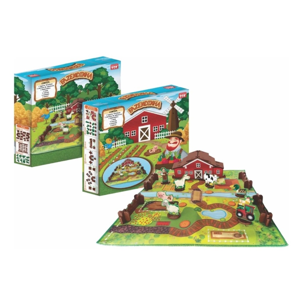 Kit Fazendinha Brinquedo Infantil C/ Casa + Animais + Cerca