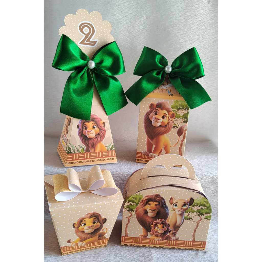KIT FESTA REI LEAO CAIXAS PERSONALIZADAS REI LEAO LEMBRANCINHA SIMBA PEGUE E MONTE