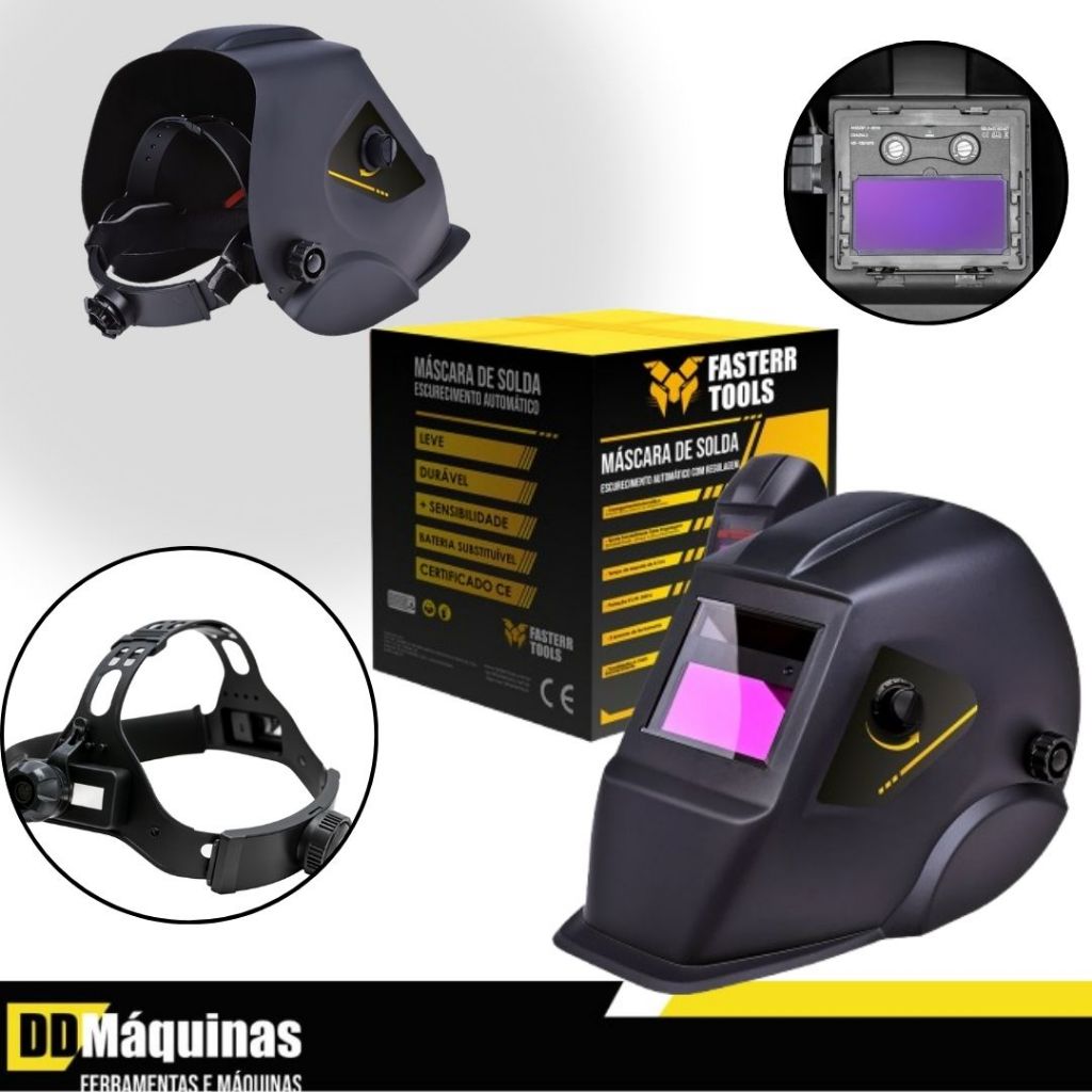 Máscara de Solda Escurecimento Automático Com Regulagem - Fasterr