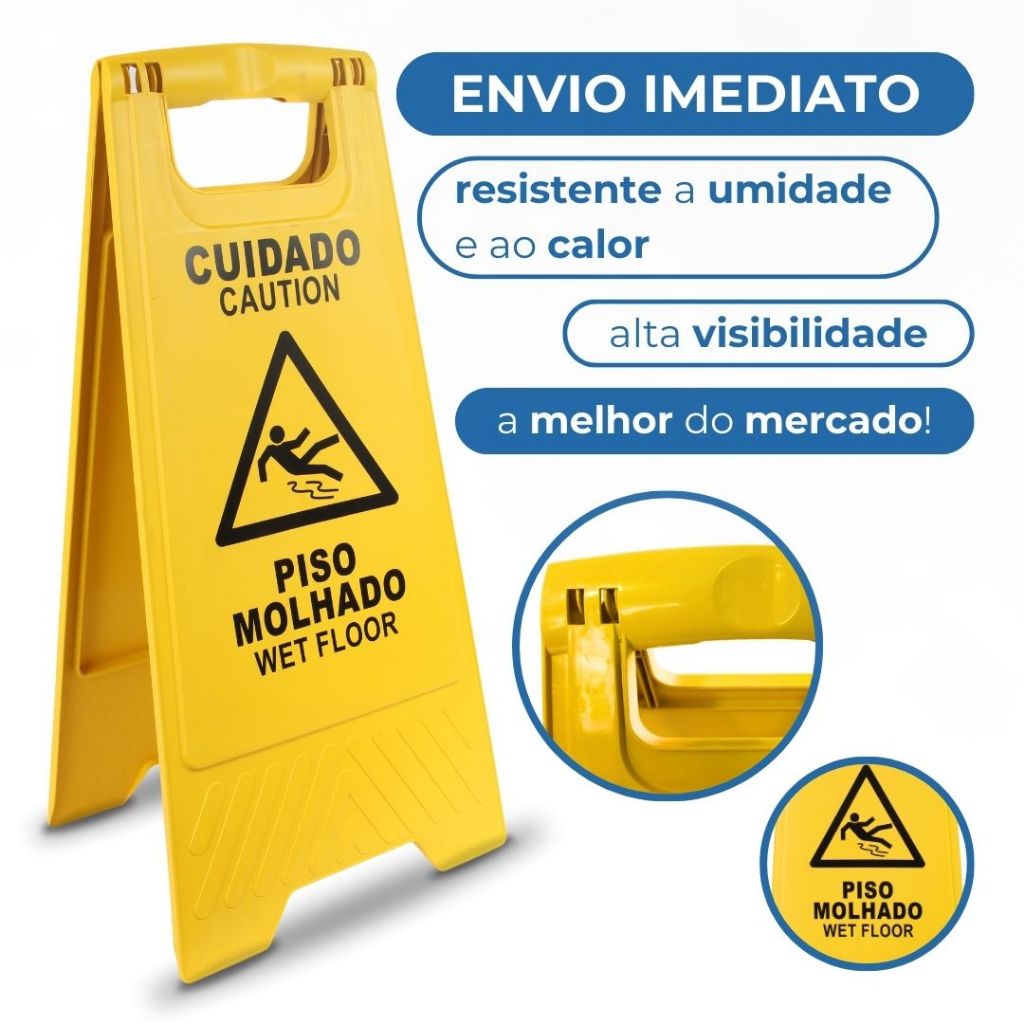 Placa de Sinalização Cuidado Piso Molhado em Oferta na Shopee