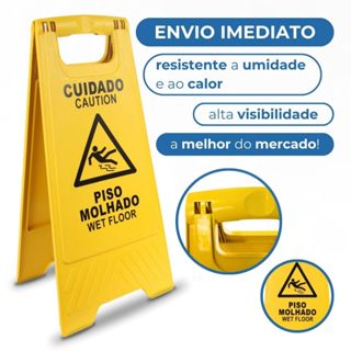 Placa de Sinalização Cuidado Piso Molhado em Oferta na Shopee