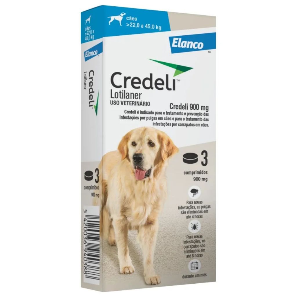 Credeli Antipulgas Carrapatos Cães 22 A 45kg 3 Compri. 900mg em Oferta na Shopee