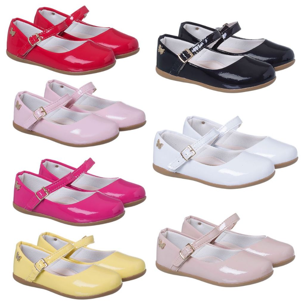 Sapatilha Feminina Infantil Menina Verniz Lisa Básica Confortável 20 Ao 34 em Oferta na Shopee