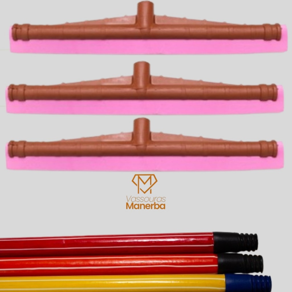 3 RODOS PLASTICO PUXA E SECA 40 CM COM 3 CABOS (LIMPEZA, RODO, CABO, VASSOURAS) em Oferta na Shopee