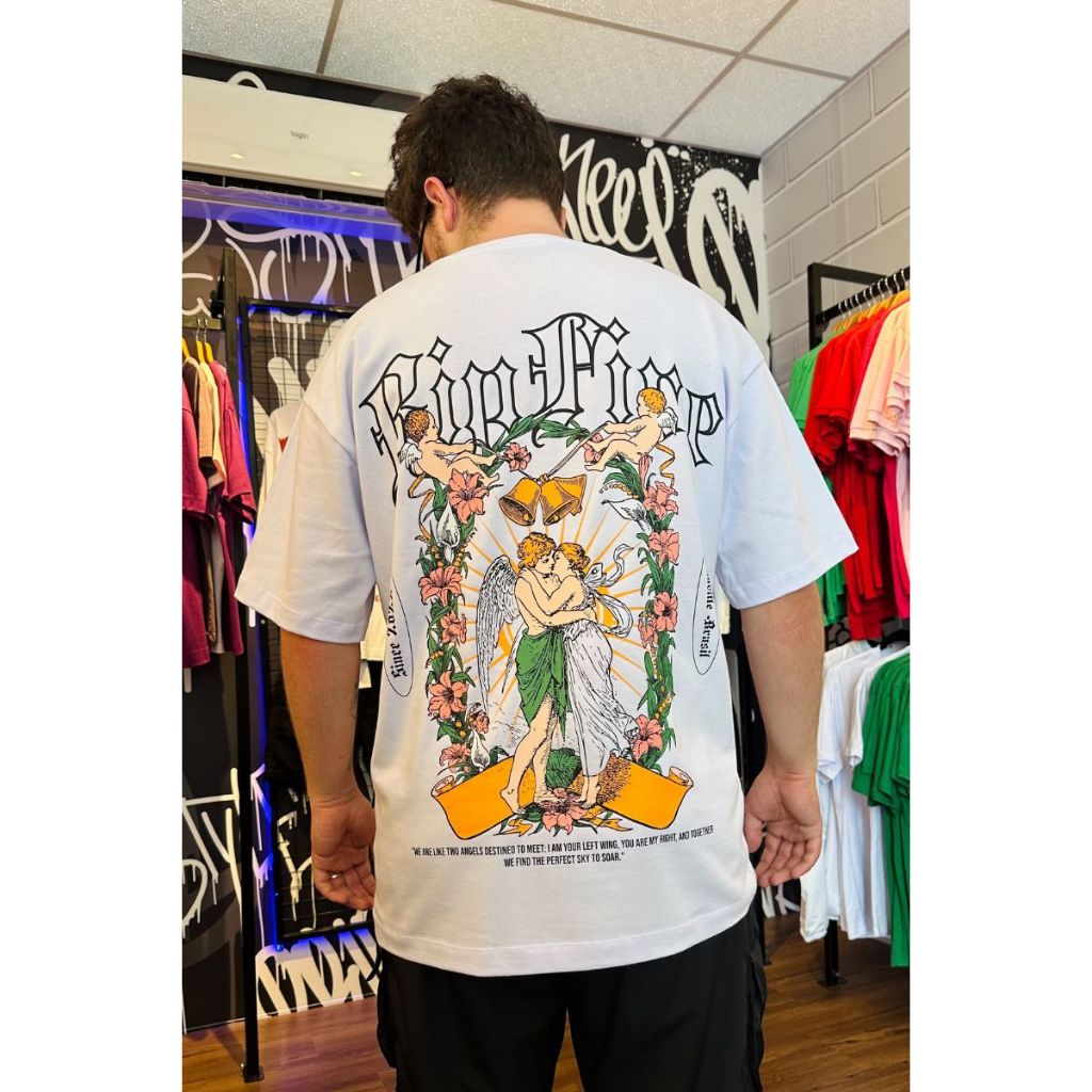 Ripfire Camiseta Oversized Streetwear Masculina 100% Algodão Estampada Angel Anjo Sky