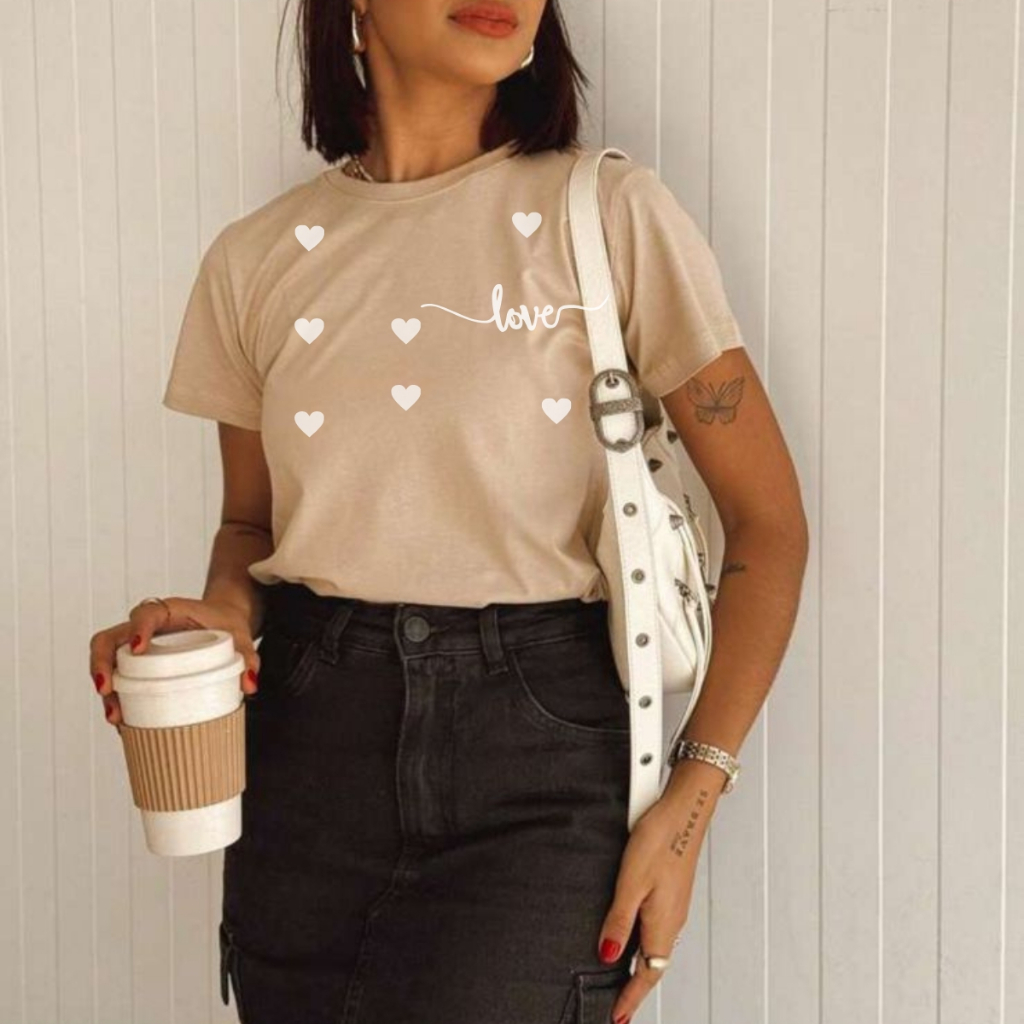 Blusas Feminina Blusinhas Estilosa Coração +Cores em Oferta na Shopee