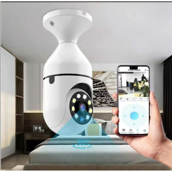 Câmera Ip Lâmpada Smart Wi-Fi Full Hd Visão Noturna V360- Interna