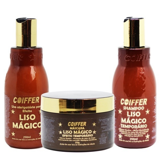 KIT LISO MÁGICO COIFFER (3 UNIDADES) - Efeito temporário de liso