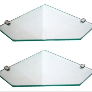 Kit 2 Prateleira Vidro Luxo Cantoneira 30x30cm com 3 Suportes em Oferta na Shopee