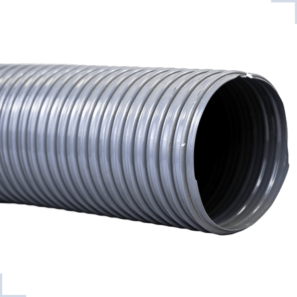 Mangueira Vácuo Ar Cinza 6 pol 5 Metros Flexível Pó Duto Moveleira Têxtil Exaustor PVC Cerâmica