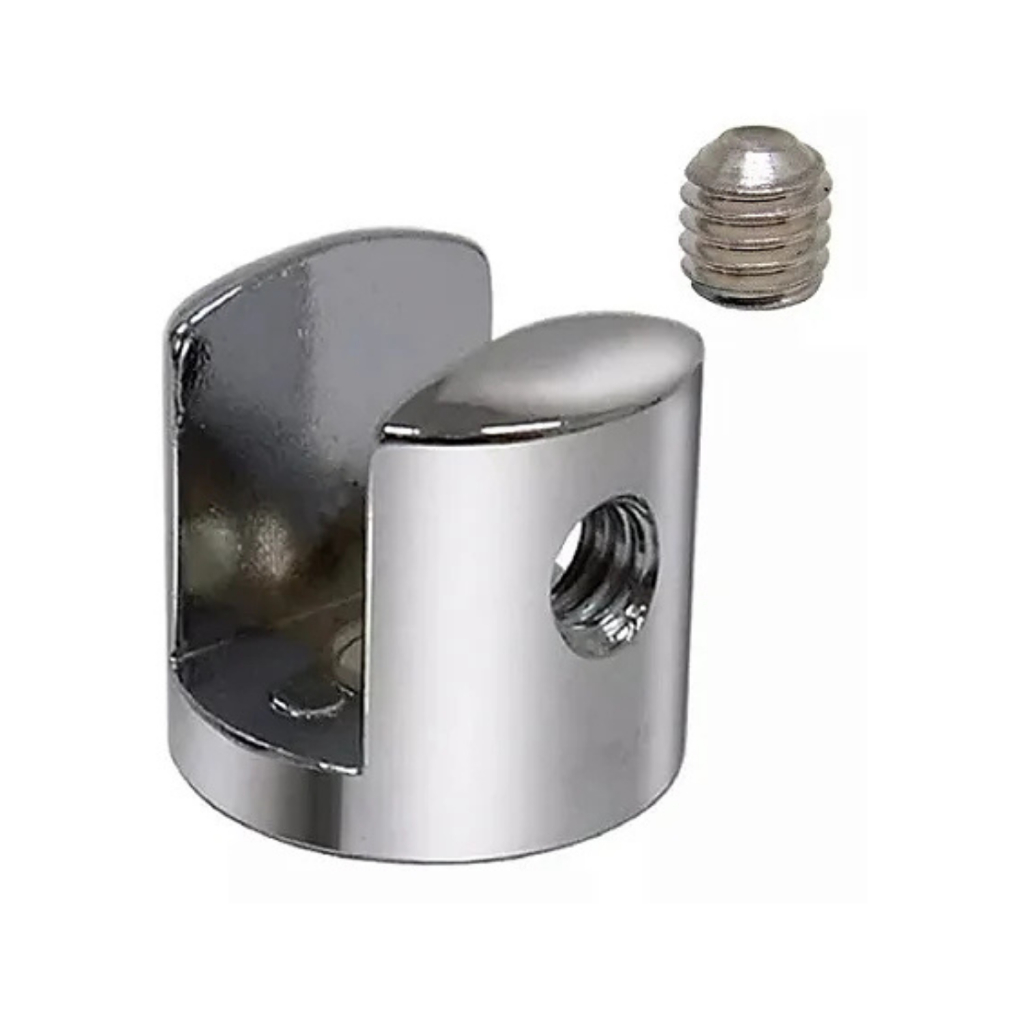 Suporte Fenda Metal Cromado Para Prateleira Vidro