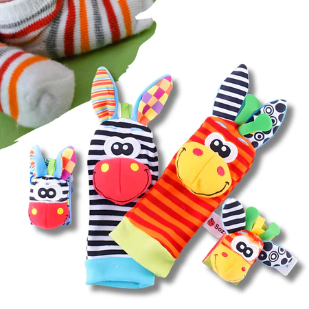 Kit Sozzy Meias E Pulseiras Com Chocalhos Com tecido macio e confortáveis e fáceis de usar! mordedor