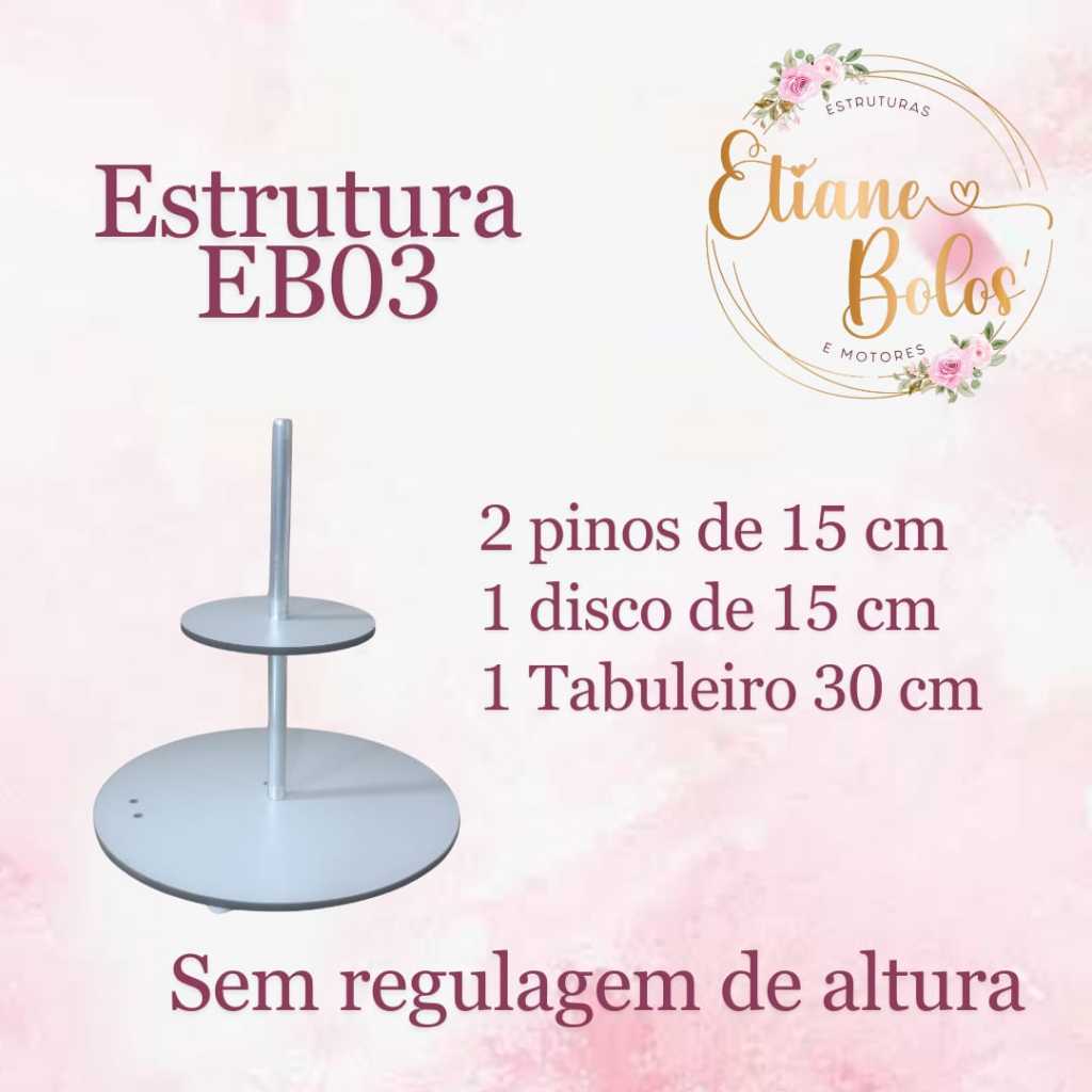 ESTRUTURA PARA BOLO DE 2 ANDARES EB03 PINO 15 CM SEM REGULAGEM DE ALTURA