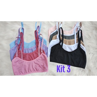 Sutiã Menina Moça Kit 3 Sem Bojo Infantil Colegial em Oferta na Shopee
