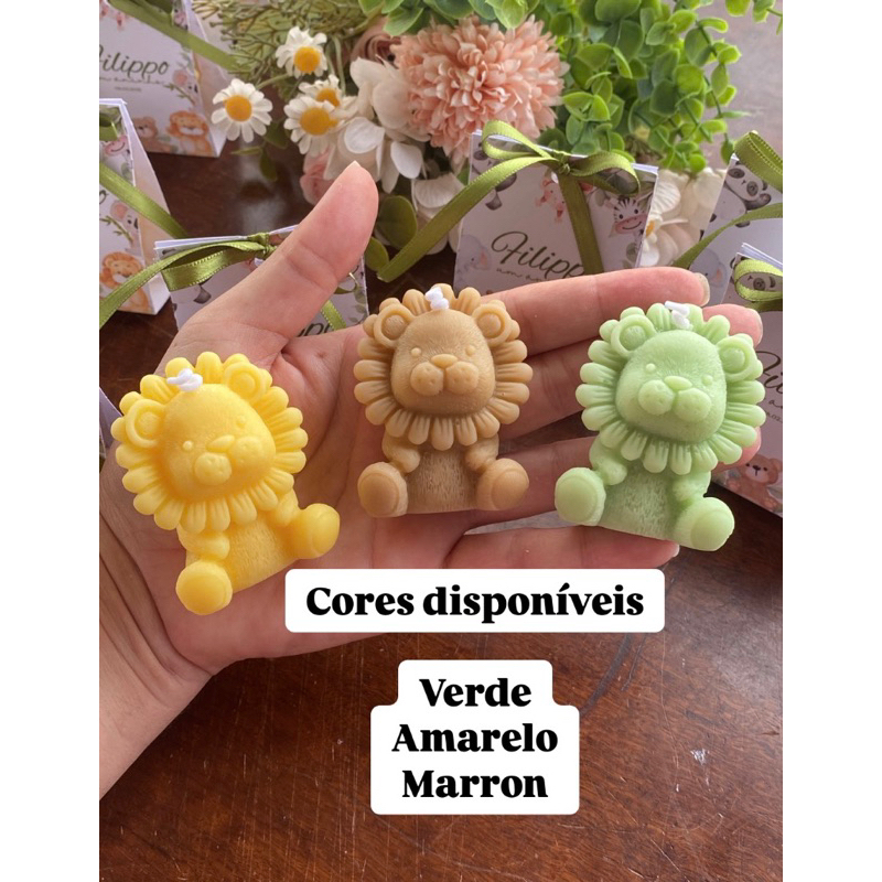 kit 30 vela leão Safari com caixa personalizada  - Aniversário Chá de bebê Nascimento