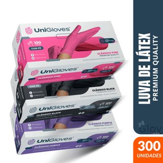 KIT 3 CAIXAS Luva Látex Descartável Com Pó UniGloves 300 Unidades em Oferta na Shopee