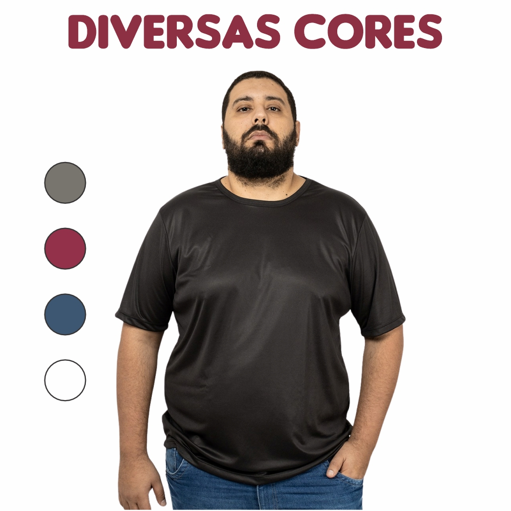 Camisetas Camisa Plus Size Masculina G1 ao G4 Dry Fit Poliéster Corrida Academia Masculina Lisa